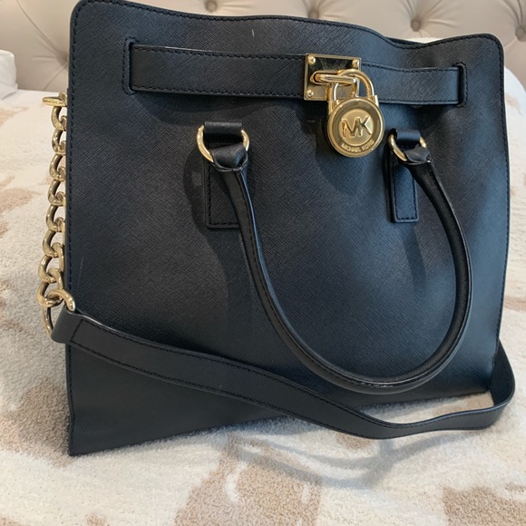 Michael Kors Handbags - Black Michael Kors Large Hamilton with Saffiano leather Tote Bag